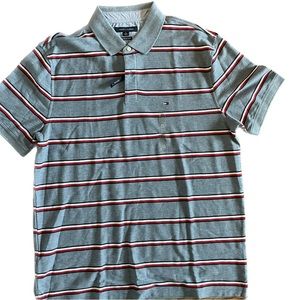 Tommy Hilfiger Polo Blue, Red and White Striped Short Sleeve Shirt Men’s Sz XL